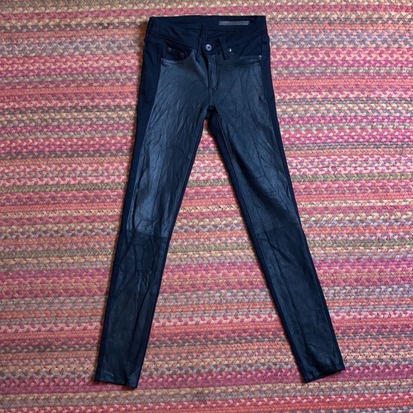 RAG & BONE BLACK COATED SKINNY JEANS JEGGINGS NIGHT OUT ELEGANT - Picture 1 of 9